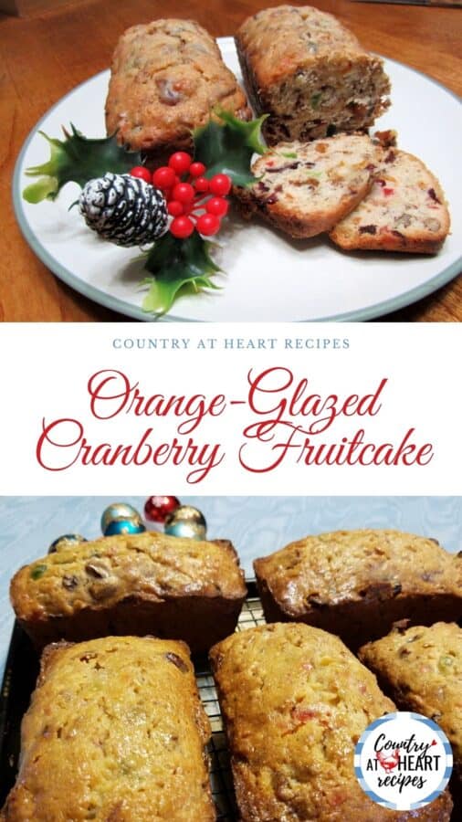 Pinterest Pin - Orange-Glazed Cranberry Fruitcake