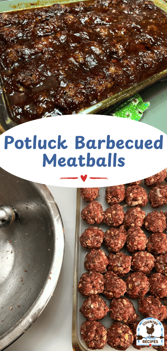 Pinterest Long Pin - Potluck Barbecued Meatballs