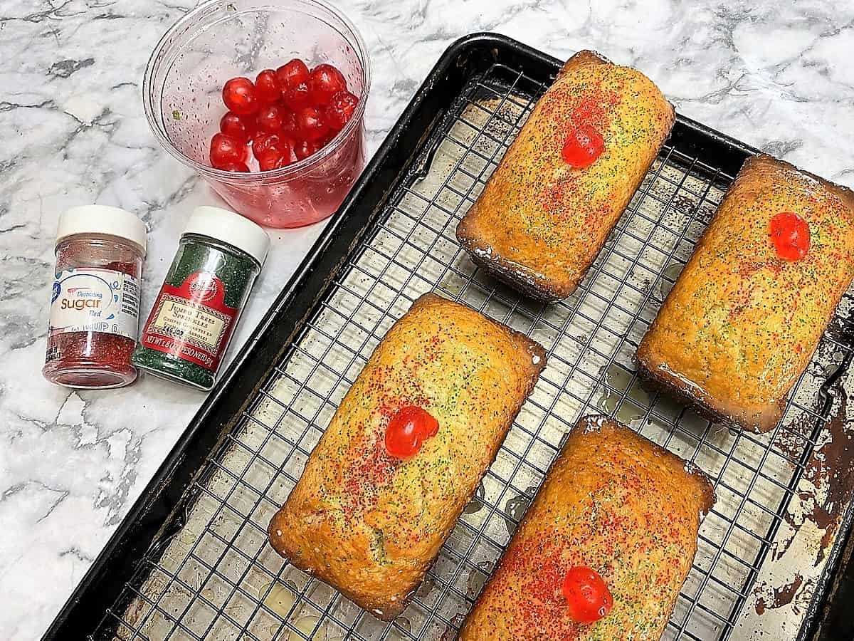 Garnishing the Bread with Sprinkles and Candied Cherries