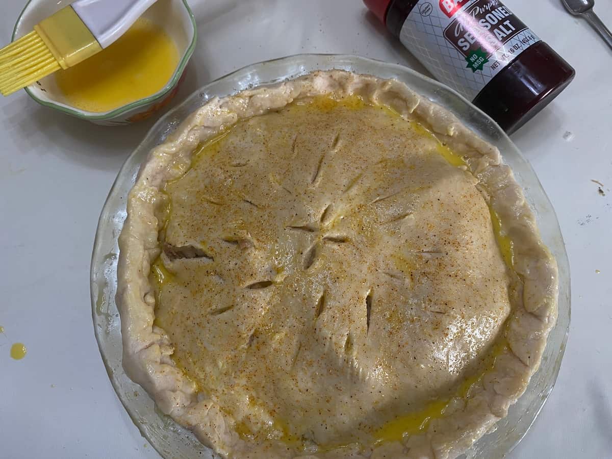 Brush Top of Pie with Egg Wash and Sprinkle with Seasoned Salt