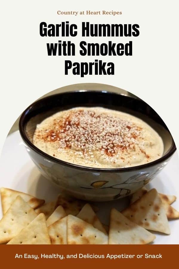 Pinterest Pin - Garlic Hummus with Smoked Paprika