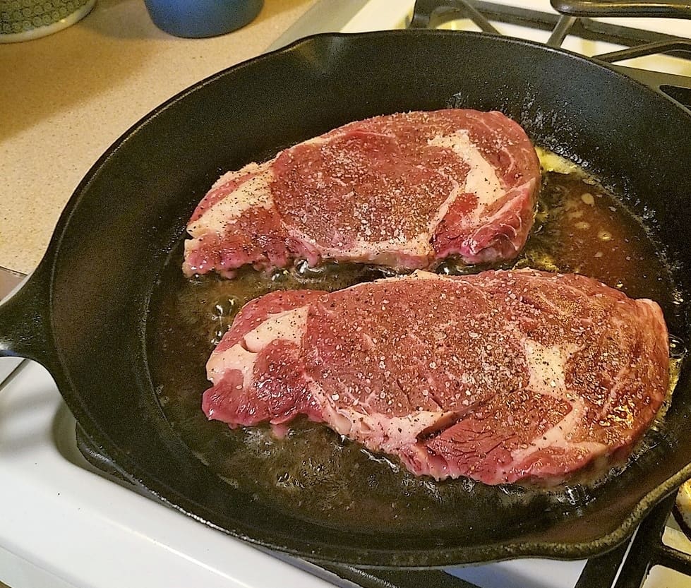 Searing Steaks in Cast Iron Skillet