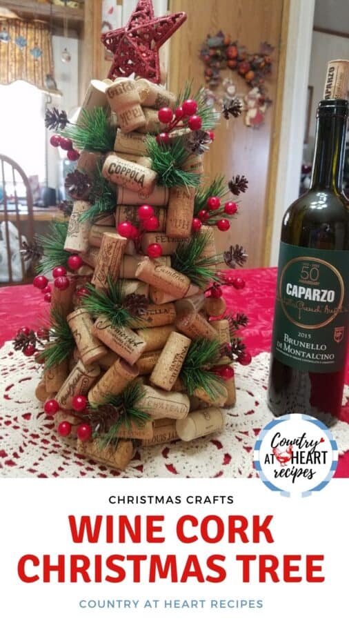 Pinterest Pin - Wine Cork Christmas Tree Craft