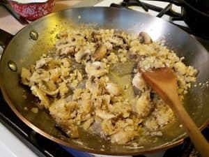 Cooking the Mushrooms, Onions, and Garlic for the Mushroom Sauce