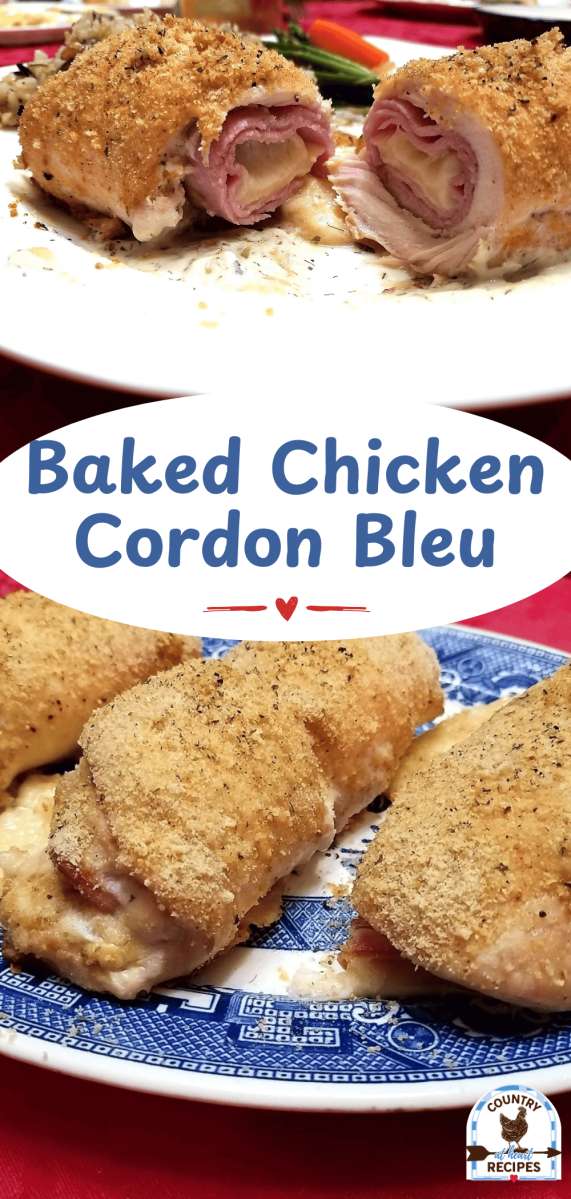 Pinterest Long Pin - Baked Chicken Cordon Bleu