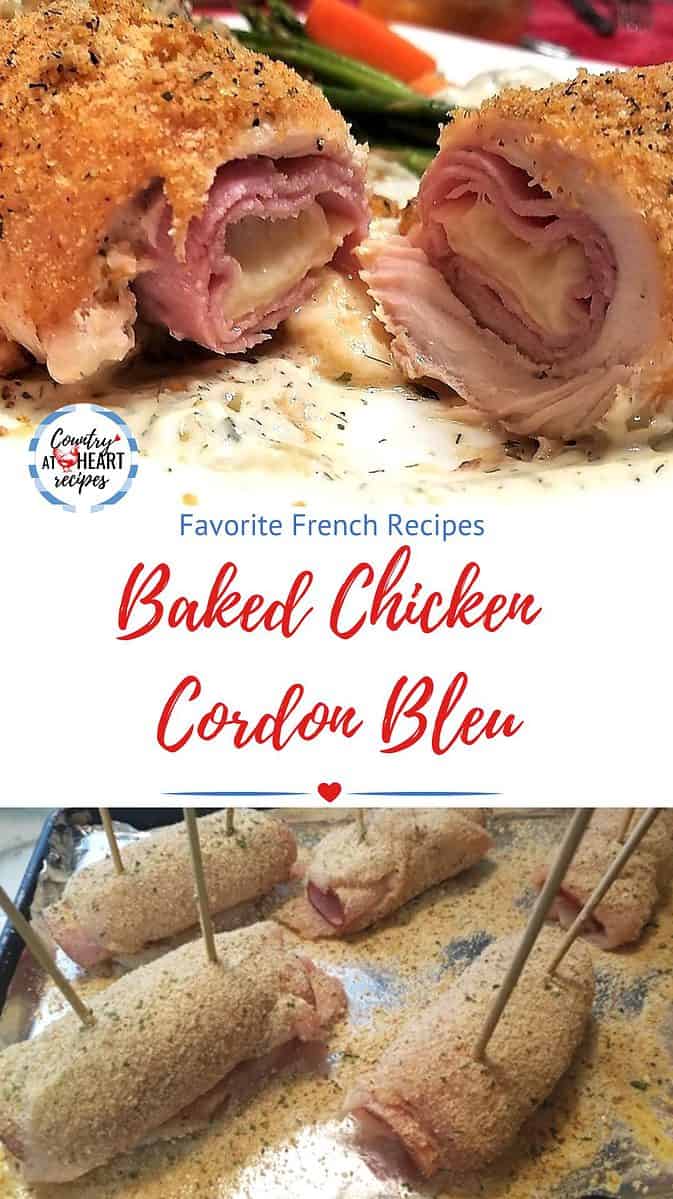 Pinterest Pin - Baked Chicken Cordon Bleu
