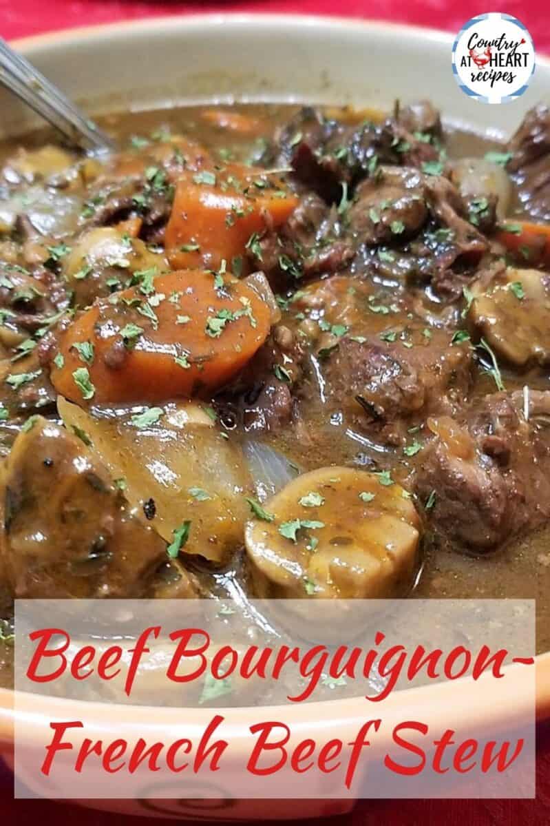 Pinterest Pin - Beef Bourguignon - French Beef Stew
