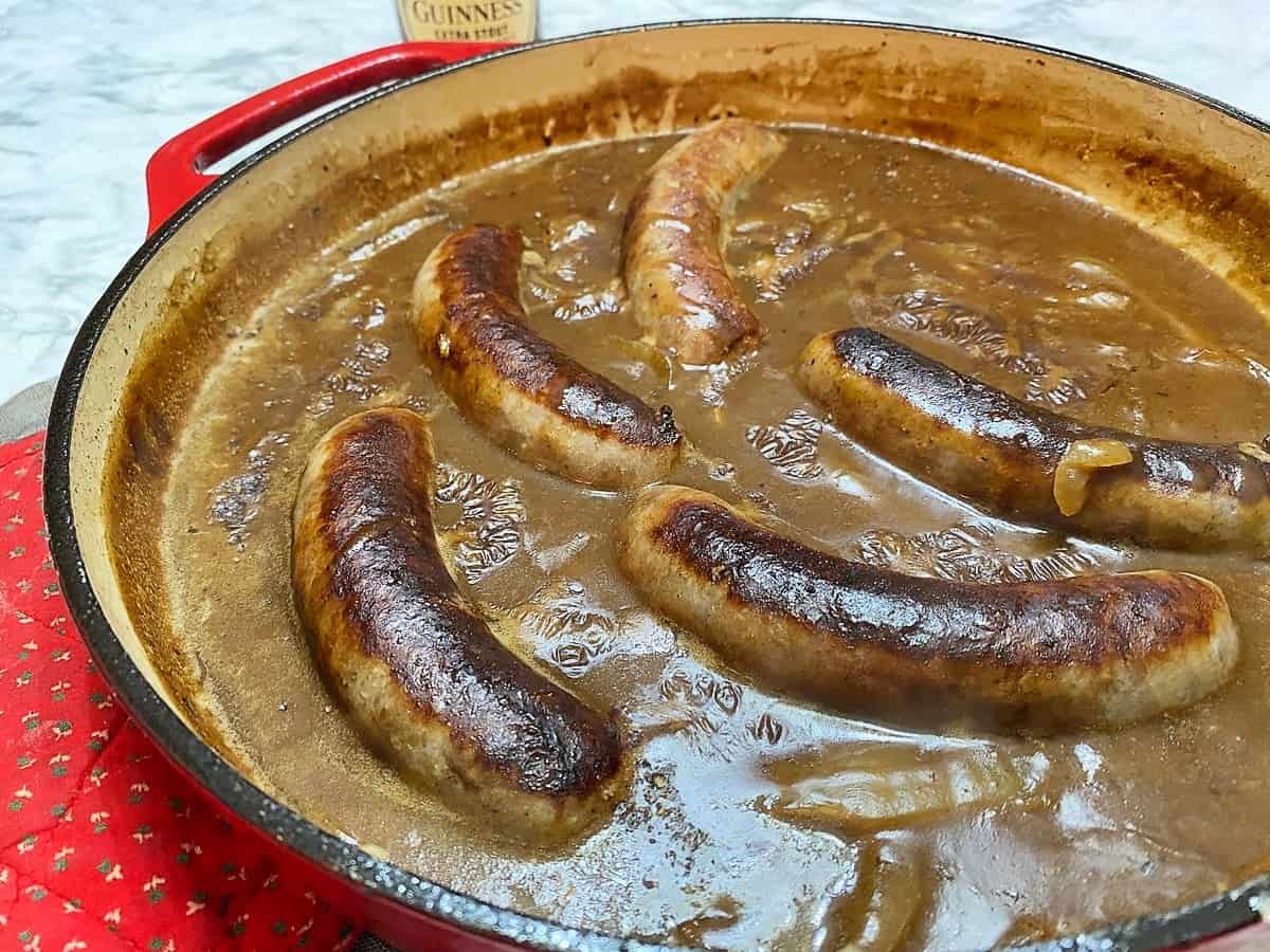 Adding Cooked Sausages to the Onion Sauce