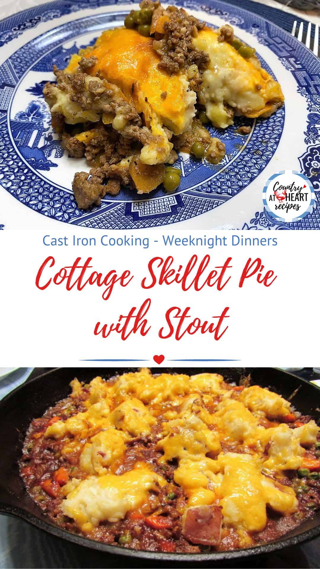 Pinterest Pin - Cottage Skillet Pie with Stout