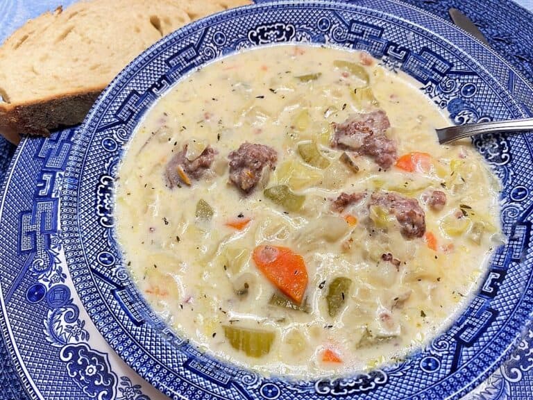 Time for Soup -Serving Cabbage Soup with Tangy Sourdough Bread