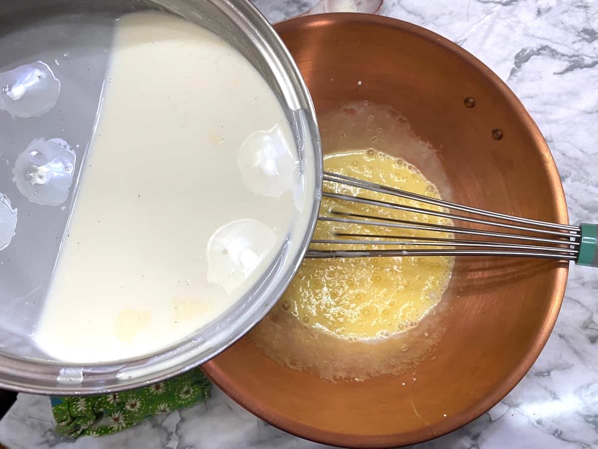 Adding Cream to the Whisked Eggs
