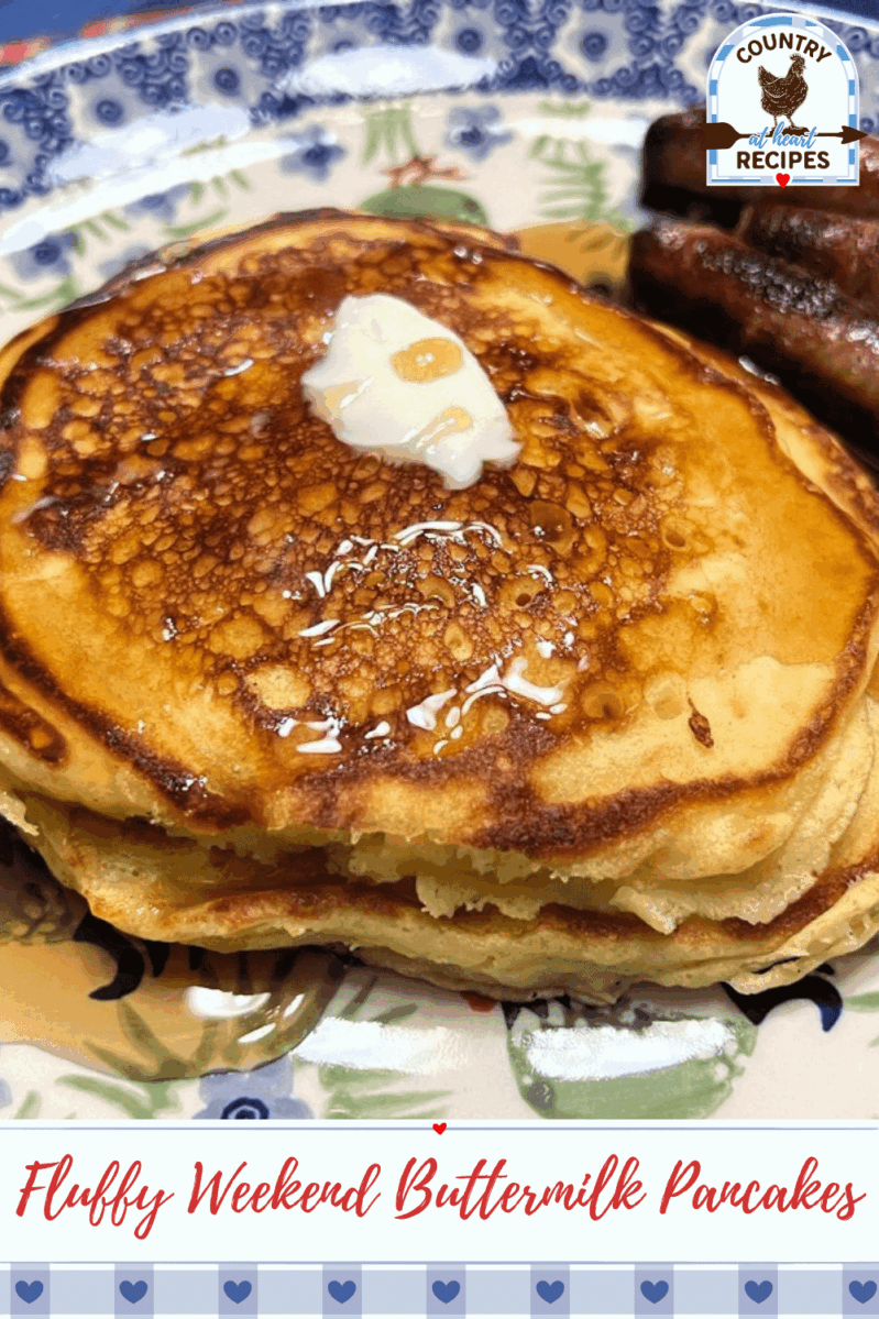 Pinterest Pin - Fluffy Weekend Buttermilk Pancakes