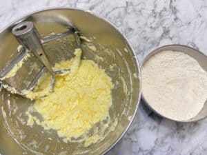 Mixing Flour into Butter and Sugar