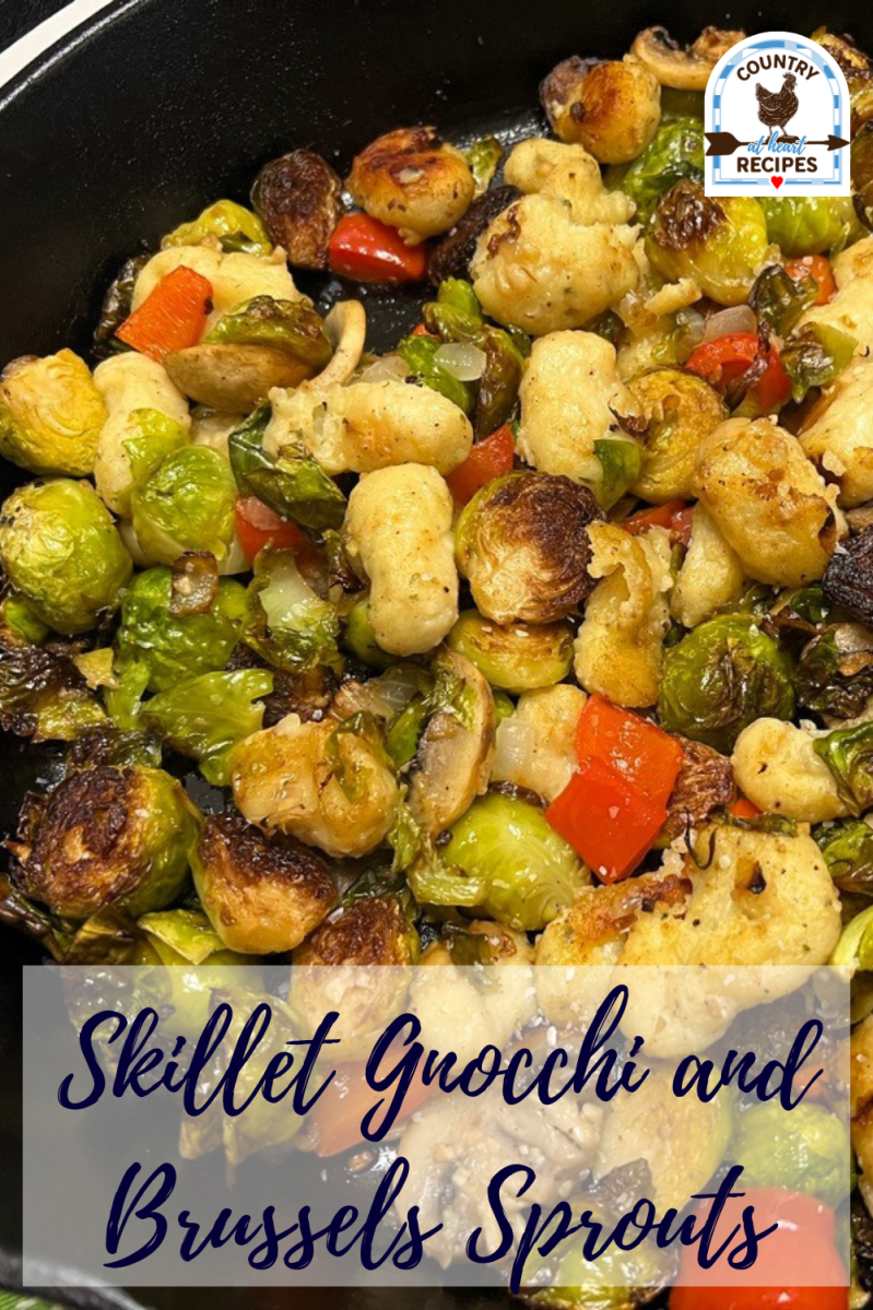 Pinterest Pin - Skillet Gnocchi and Brussels Sprouts