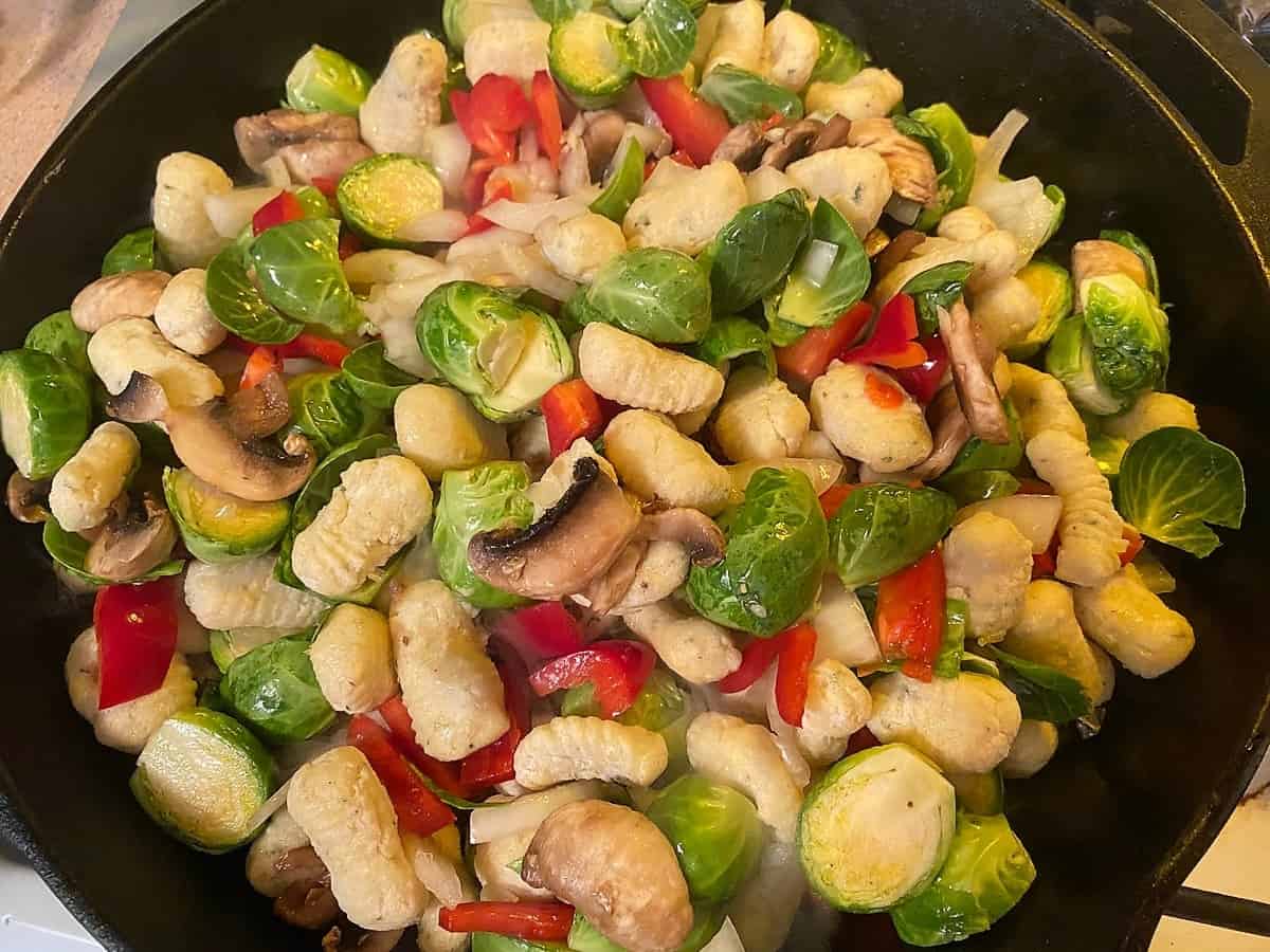 Place Vegetables and Gnocchi in a Large Hot Skillet