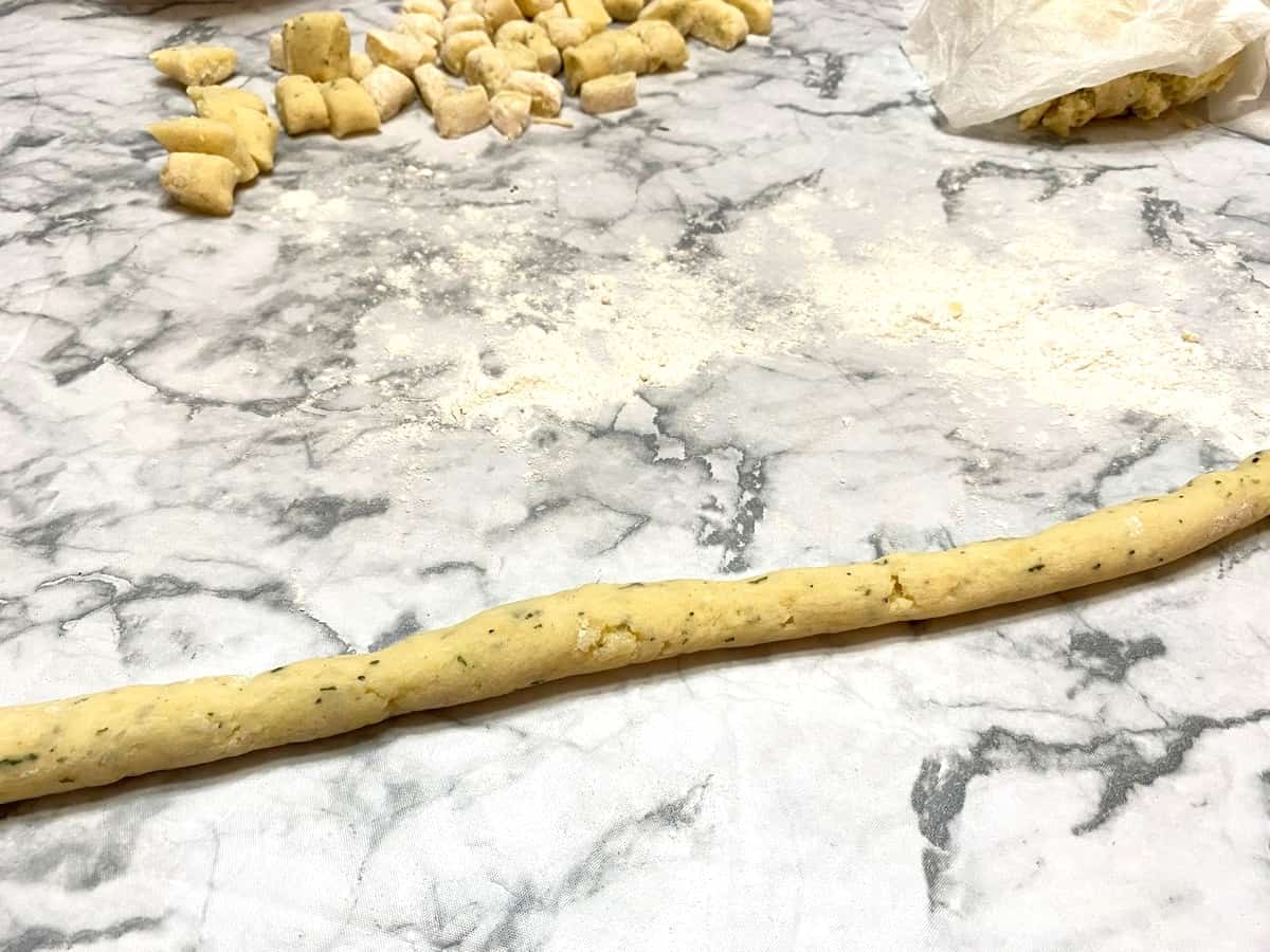 Roll Dough into a Rope and Slice Small Pieces for Gnocchi