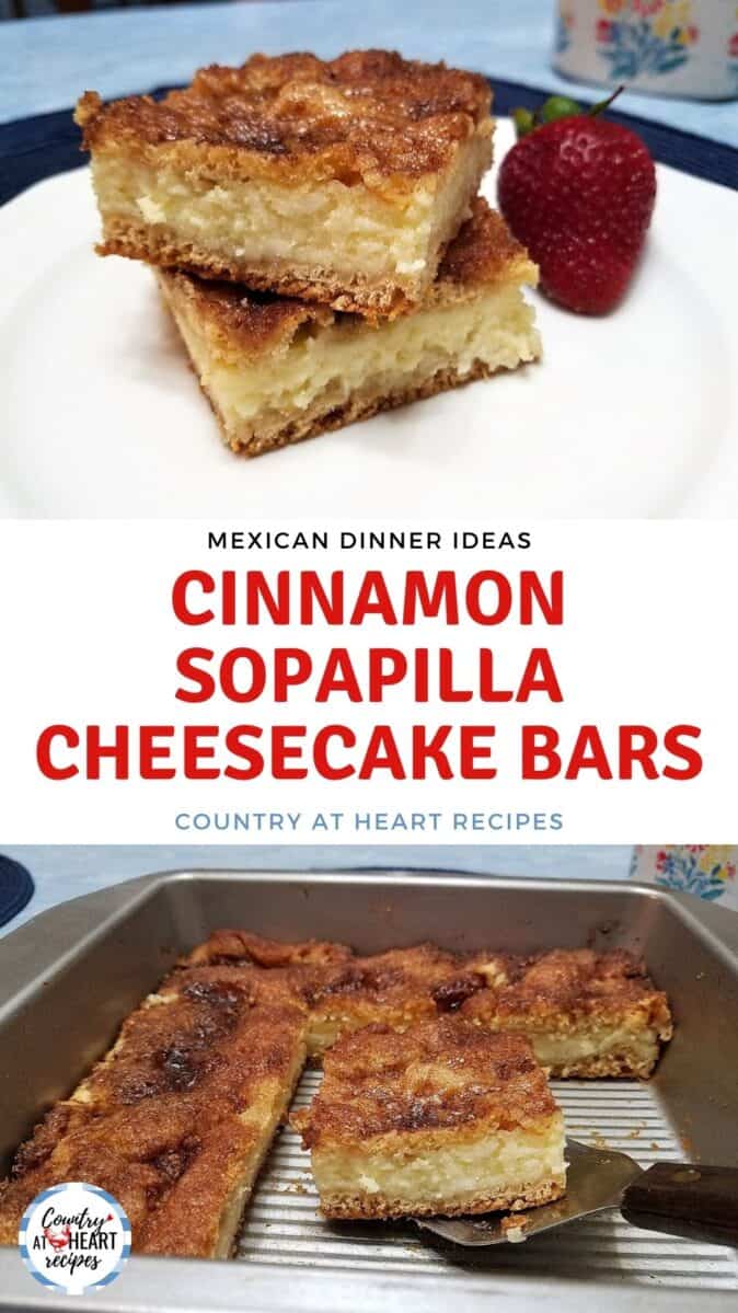 Pinterest Pin - Cinnamon Sopapilla Cheesecake Bars