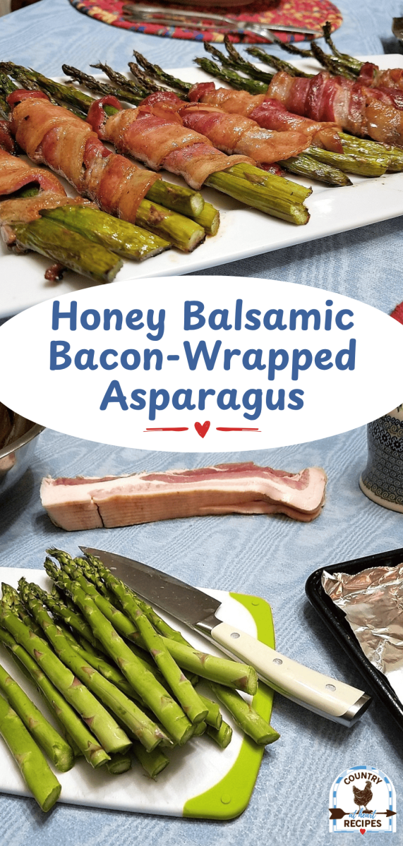 Pinterest Long Pin - Honey Balsamic Bacon-Wrapped Asparagus