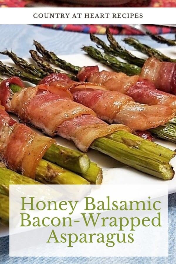 Pinterest Pin - Honey Balsamic Bacon-Wrapped Asparagus
