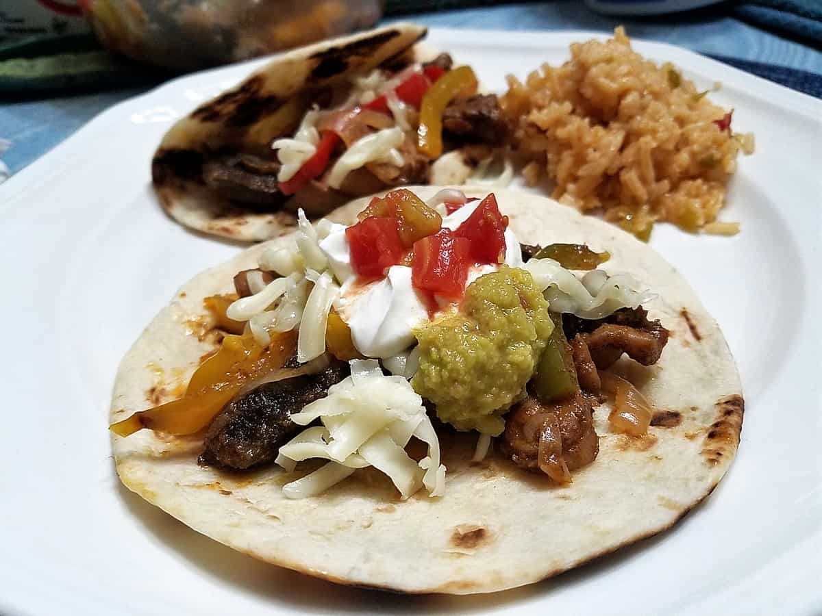 Assemble the Fajitas and Serve with Mexican Rice
