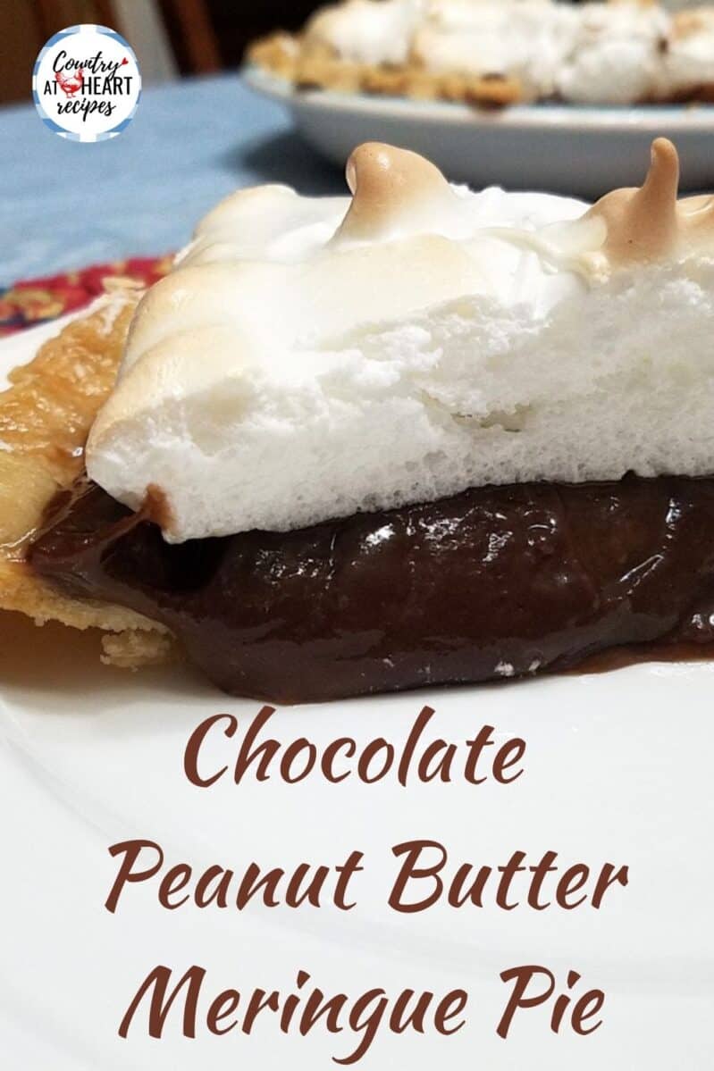 Pinterest Pin - Chocolate Peanut Butter Meringue Pie