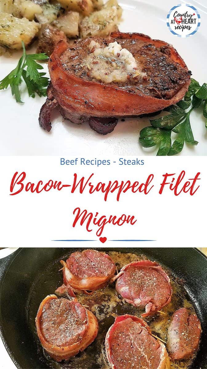 Pinterest Pin - Bacon-Wrapped Filet Mignon