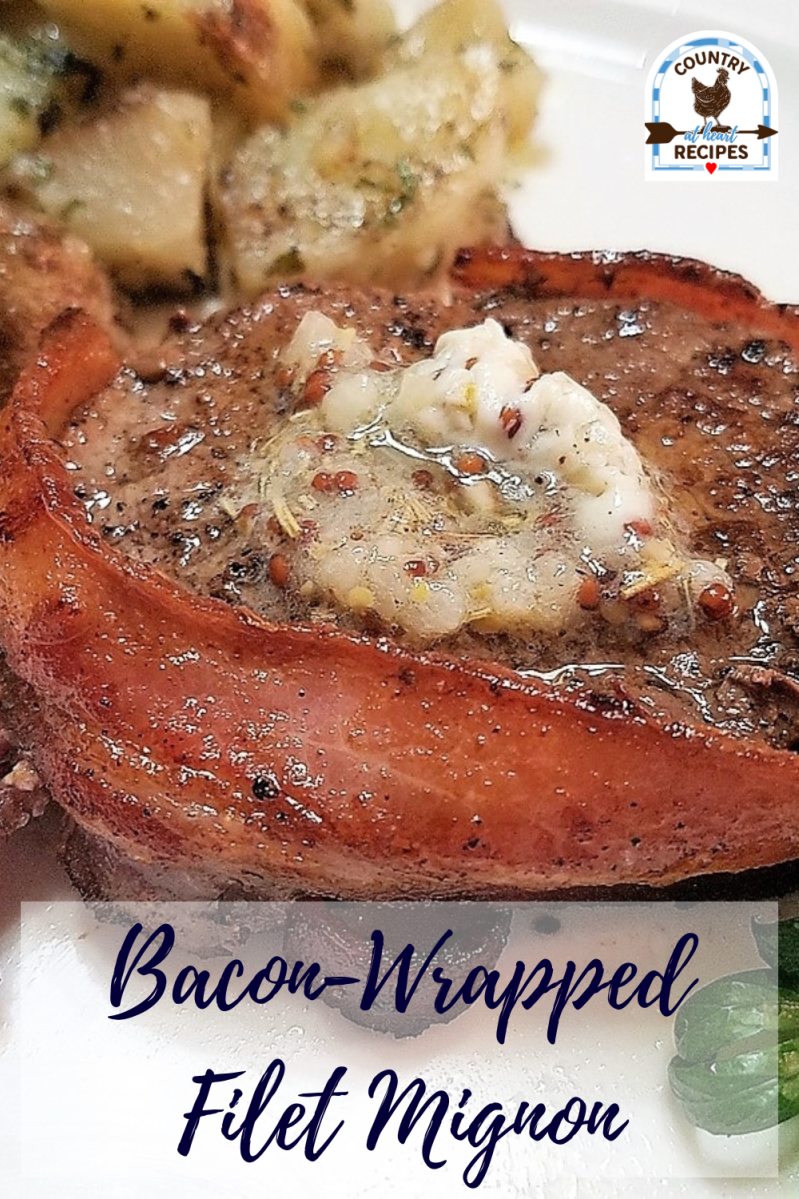 Pinterest Pin - Bacon-Wrapped Filet Mignon
