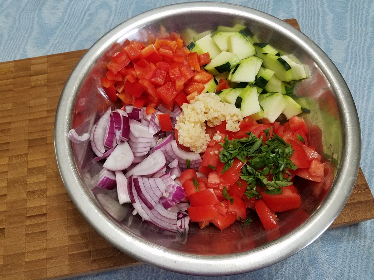 Mixing the Salad Ingredients