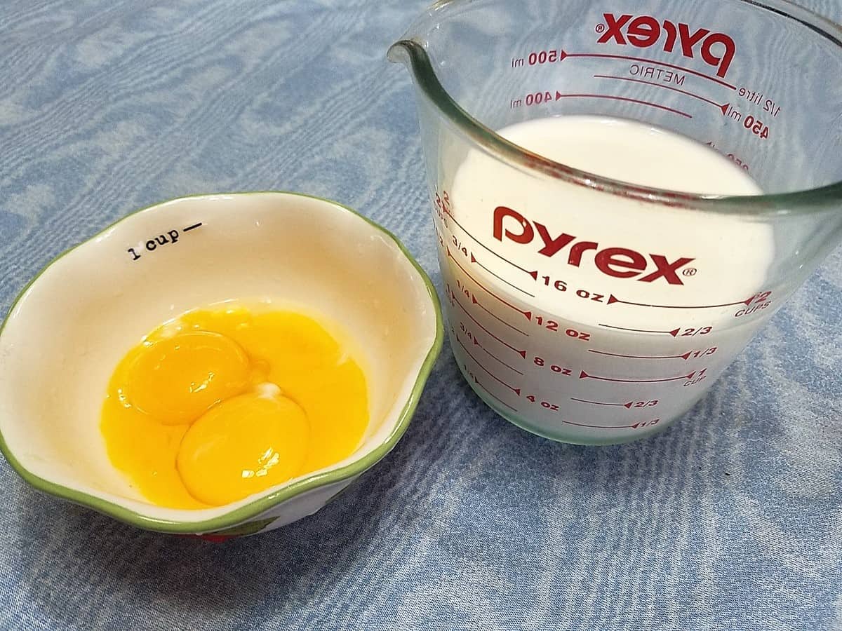 Measuring Out the Milk and Dividing the Egg Yolks from the Egg Whites