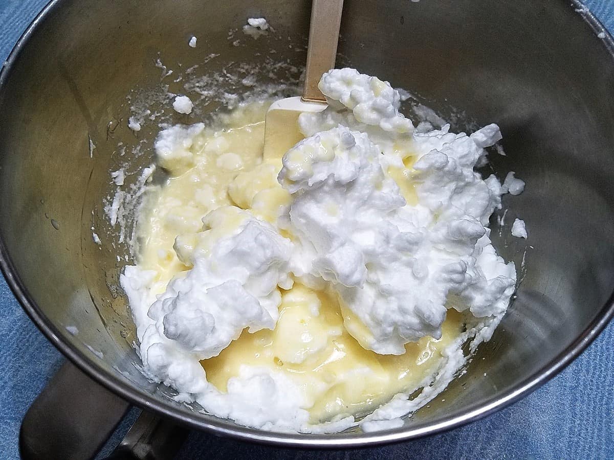 Folding the Whisked Egg Whites into the Cake Batter