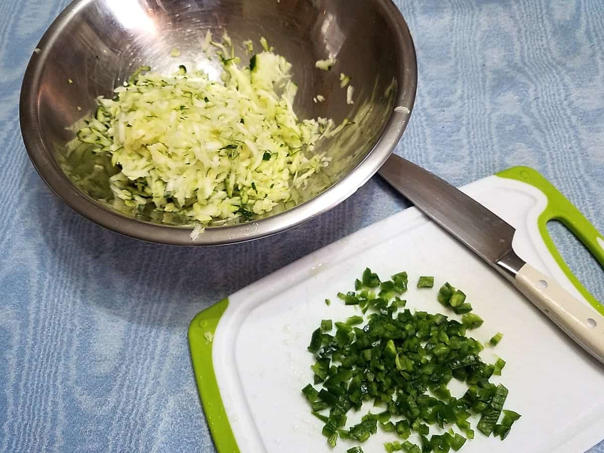 Shredded Zucchini and Diced Jalapeno