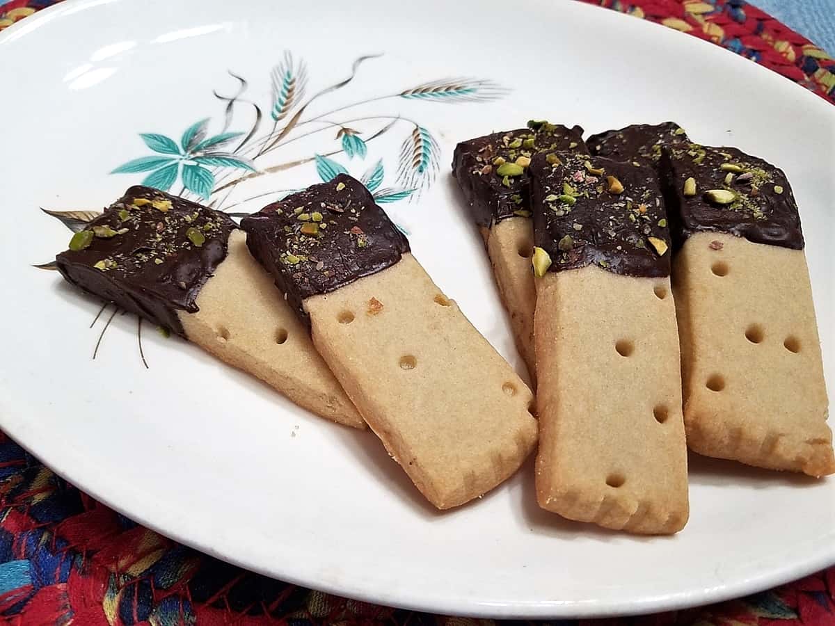 Scottish Shortbread with Chocolate and Pistachios