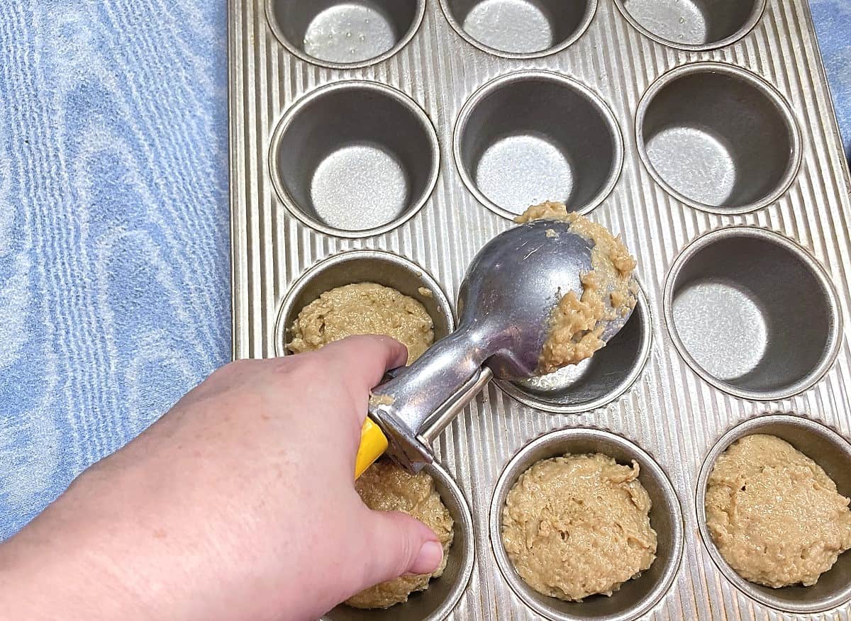 Scooping Batter into Muffin Pan