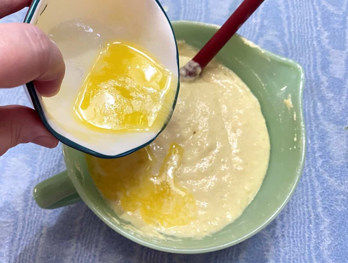 Adding Melted Butter to the Pancake Batter