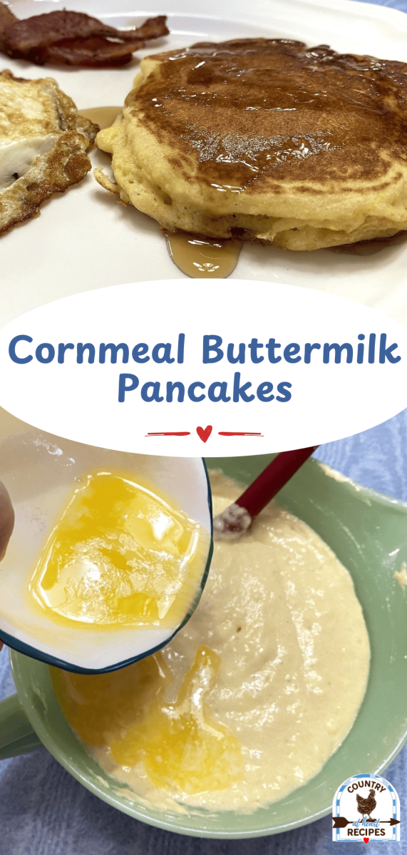 Pinterest Pin - Cornmeal Buttermilk Pancakes