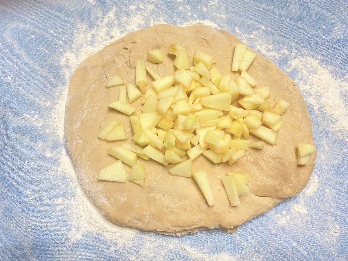 Place Apple on Dough and Fold and Knead Until Incorporated