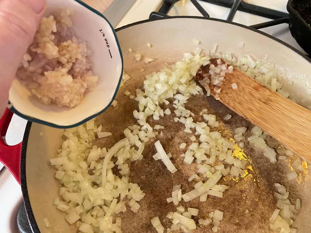 Sauteing the Onion, Scallion, and Garlic