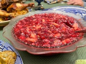 Serving Cranberry Salad with Molasses-Brined Baked Chicken