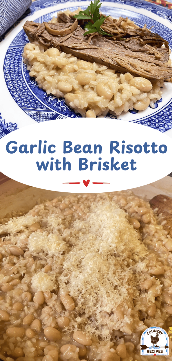 Pinterest Long Pin - Garlic Bean Risotto with Brisket