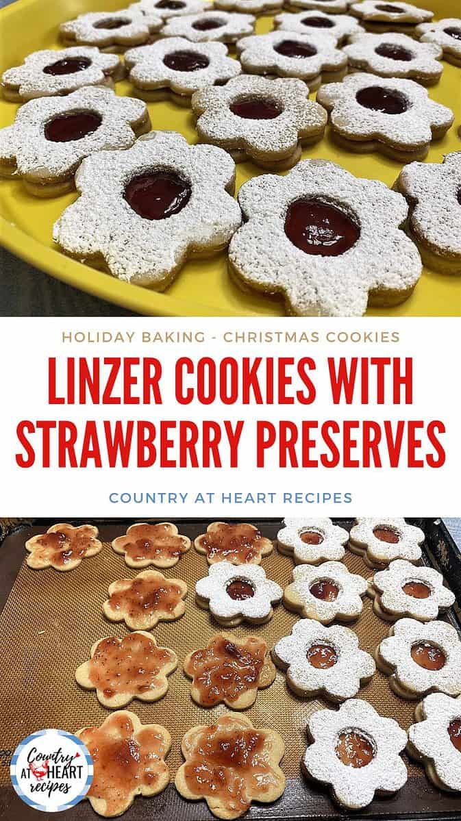 Pinterest Pin - Linzer Cookies with Strawberry Preserves