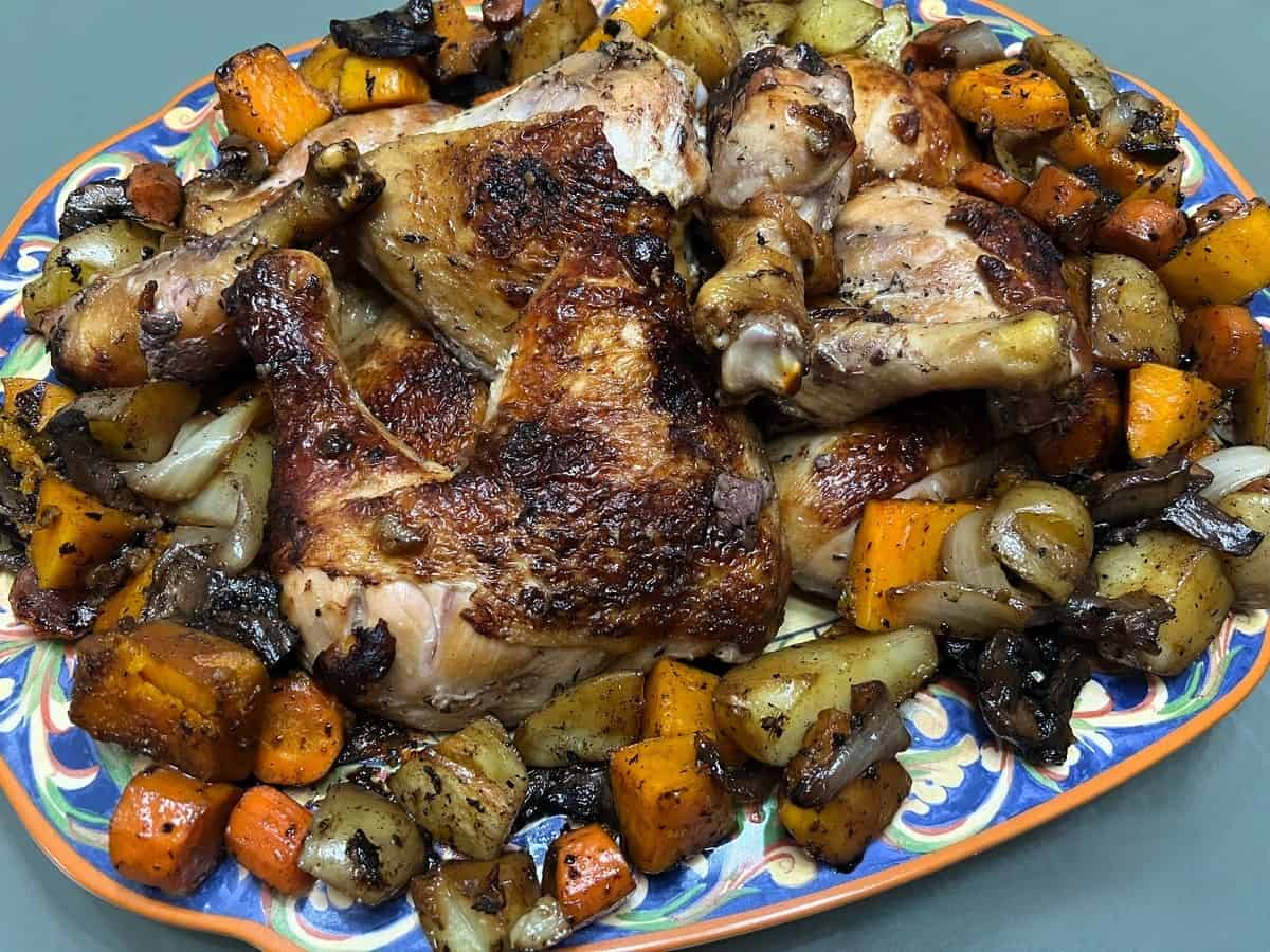 To Serve, Arrange Baked Chicken and Vegetables on a Large Serving Platter - Pfaltzgraff Villa della Luna