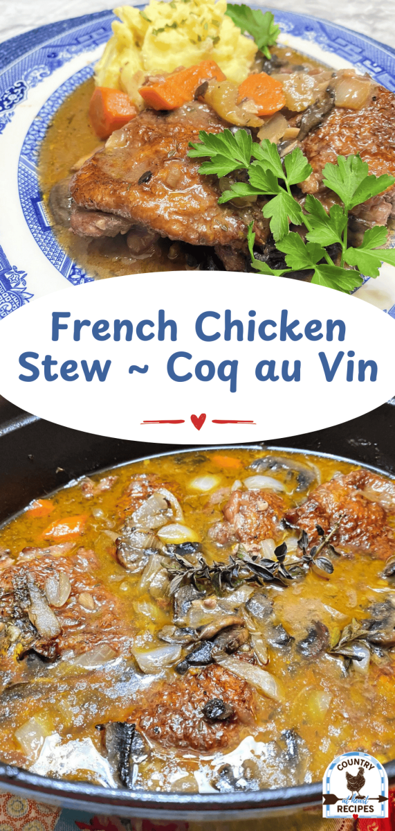 Pinterest Long Pin - French Chicken Stew - Coq au Vin