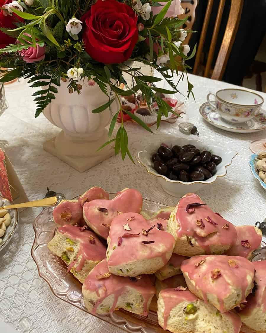 The Scone Course - Pistachio Scones with Raspberry Rose Icing