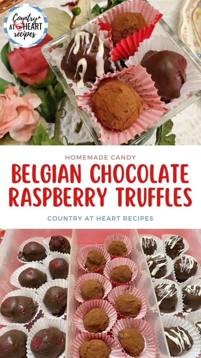 Pinterest Pin - Belgian Chocolate Raspberry Truffles