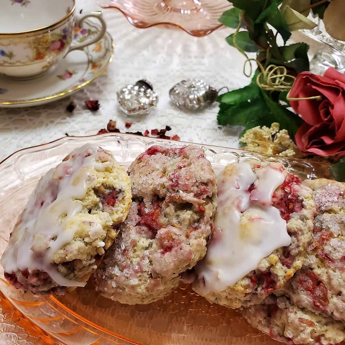 Serving Raspberry Scones for an Afternoon Tea Party - Low Tea