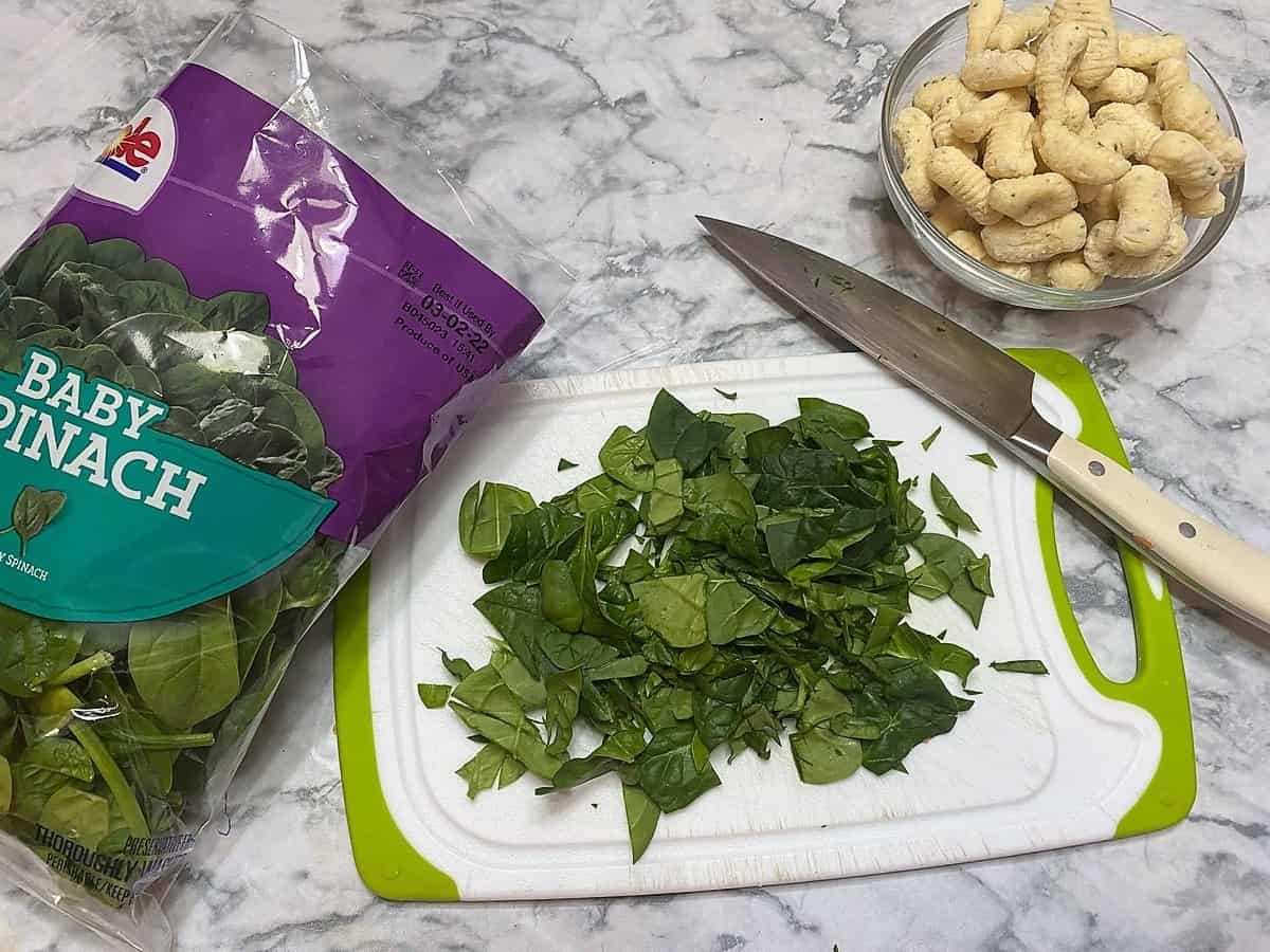 Chop Fresh Spinach for this Soup