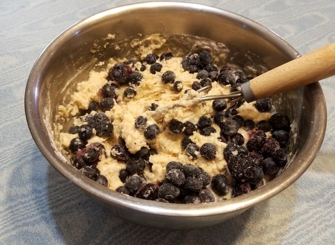Use a Dough Whisk or Rubber Spatula to Fold in the Blueberries