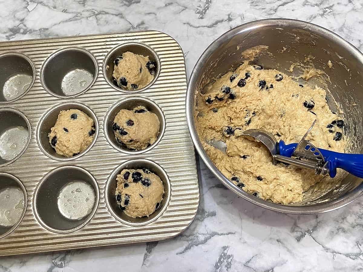 Spoon Batter into Greased Muffin Tin