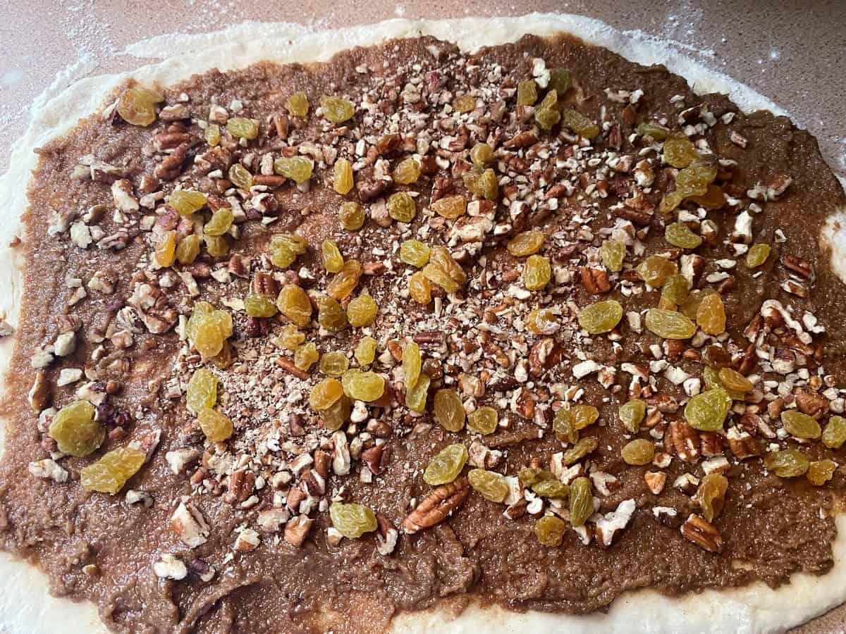 Spread Out the Brown Sugar Mixture and Raisins and Nuts