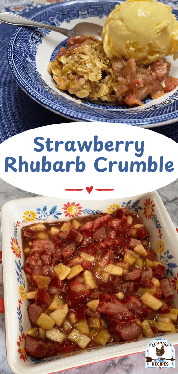 Pinterest Long Pin - Strawberry Rhubarb Crumble